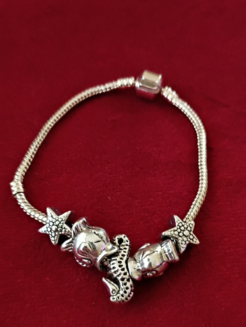 Silver Star & Mermaid Charm Bracelet - Silver